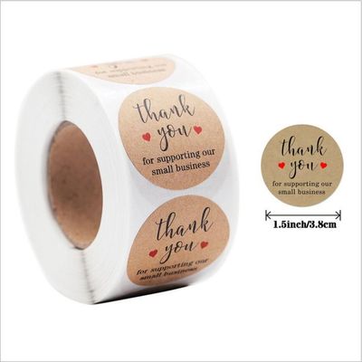 Pegatina de dibujos animados con corazones 1.5 &quot; 500 etiquetas por rollo Color personalizado Regalos para pequeñas empresas