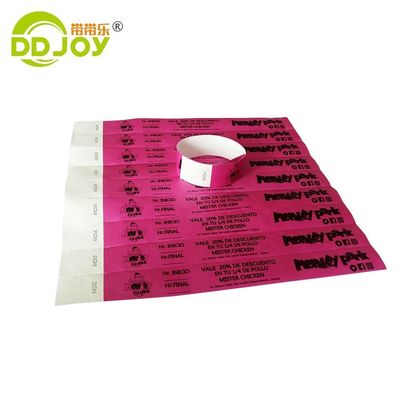 Impresión en un solo color Tyvek pulseras de papel para fiesta Festival Club Parque escolar DDJOY-TW019