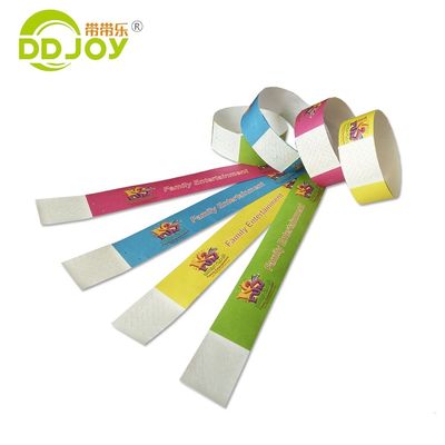 Impresión en un solo color Tyvek pulseras de papel para fiesta Festival Club Parque escolar DDJOY-TW019