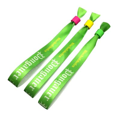 Pulseras RFID impresas a medida en tela de satén para la identificación de eventos y festivales