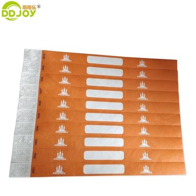 Impresión a petición del usuario final objetivo Pulsera de papel Tyvek ajustable con número de serie