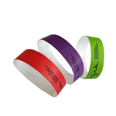 250*25mm y 250*19mm Código de barras de entrada personalizado Tyvek pulseras de papel para la fiesta