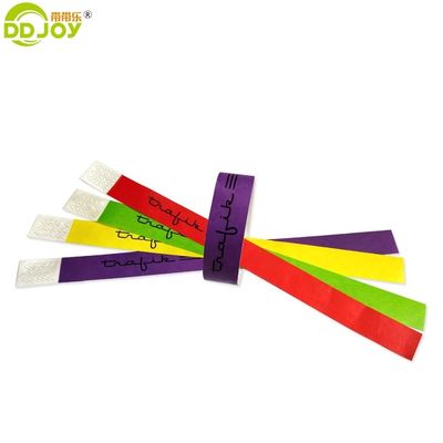 250*25mm y 250*19mm Código de barras de entrada personalizado Tyvek pulseras de papel para la fiesta